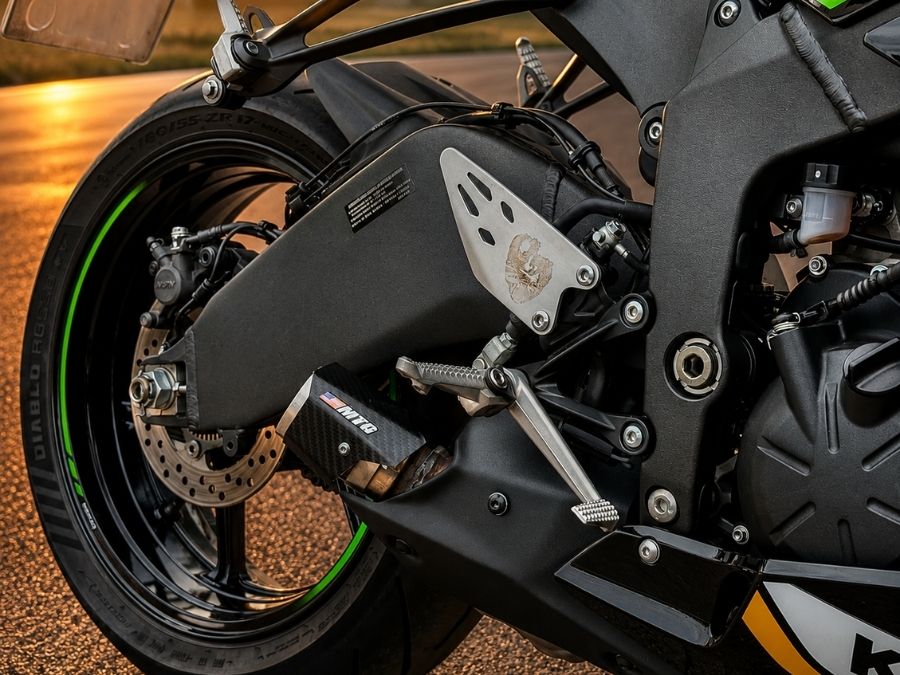 Ponteira de escapamento inox semi-direta com escudo Kawasaki Ninja
