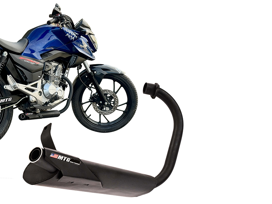 Escapamento esportivo silencioso por baixo da moto Honda CG 160 Titan 2025