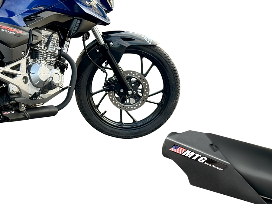 Escapamento esportivo silencioso por baixo da moto Honda CG 160 Titan 2025