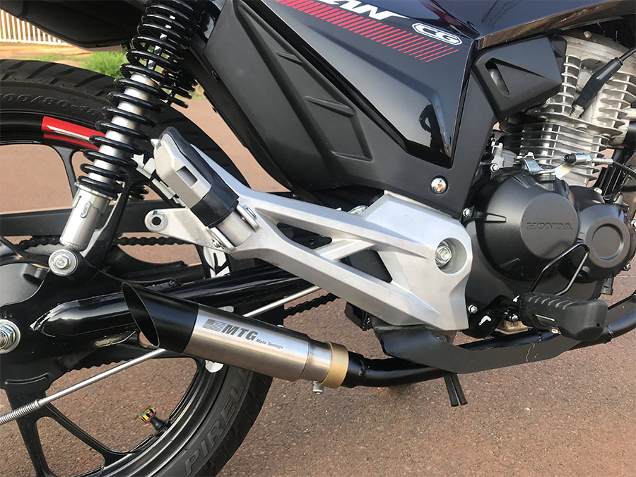 Escapamento ponteira inox com abafador Honda CG 160  Titan