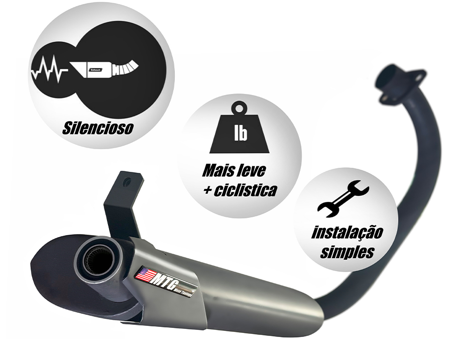 Escapamento esportivo silencioso por baixo da moto Honda CG 160 Titan 2015 a 2024