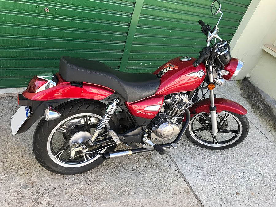 Escapamento com ponteira em inox Haojue Chopper road 150