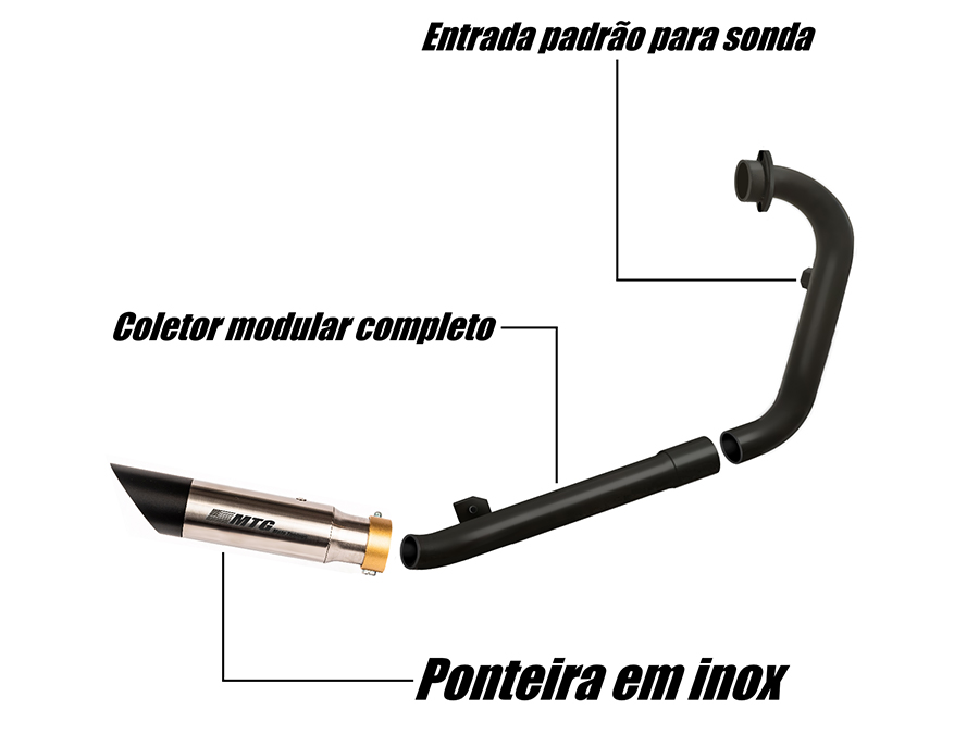 Escapamento com ponteira inox com abafador Yamaha Fazer 250 FZ25 (2018 em diante)