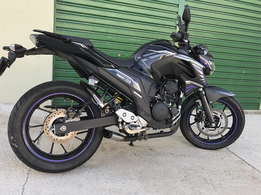Escapamento com ponteira inox com abafador Yamaha Fazer 250 FZ25 (2018 em diante)