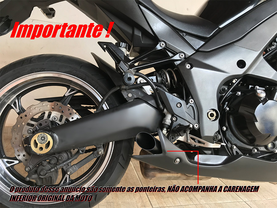 Par de ponteiras de escapamento preto direta Kawasaki Ninja 1000
