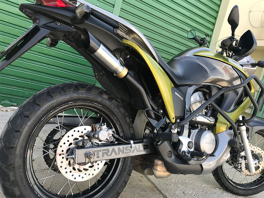 Escapamento com ponteira inox com abafador Honda Transalp