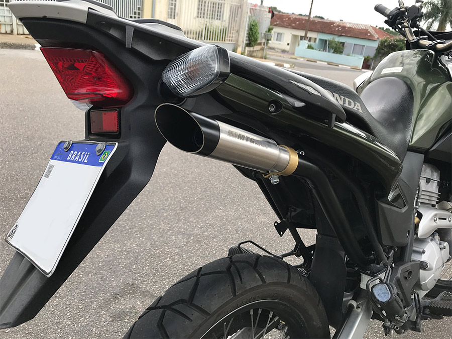Coletor intermediário longo e ponteira inox com abafador Honda XRE 300