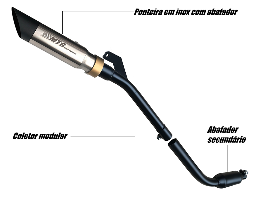 Escapamento ponteira inox Honda com abafador Bros 160