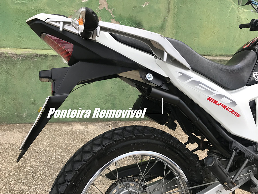 Escapamento ponteira inox Honda com abafador Bros 160