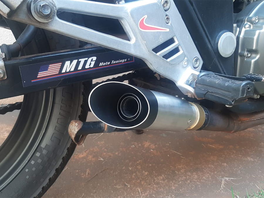 Ponteira de escapamento inox com abafador Honda CB 500 Carburada