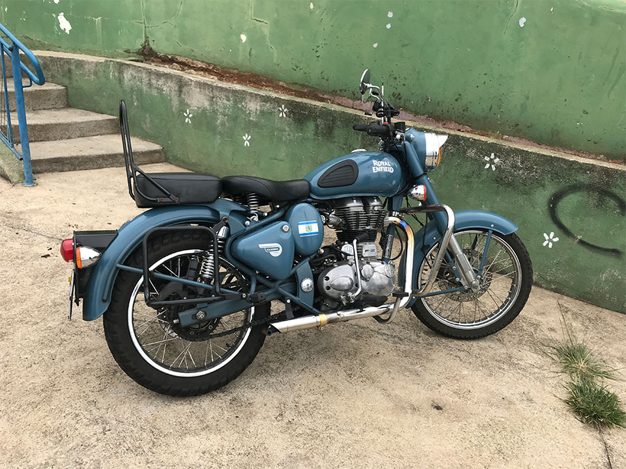 Ponteira de escapamento inox com abafador Royal Enfield Classic 500 Squadron Blue