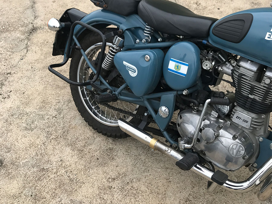 Ponteira de escapamento inox com abafador Royal Enfield Classic 500 Squadron Blue