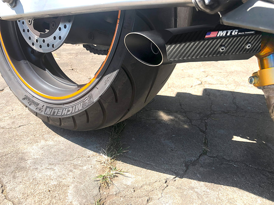 Ponteira de escapamento inox com abafador e escudo Yamaha FZ6 S