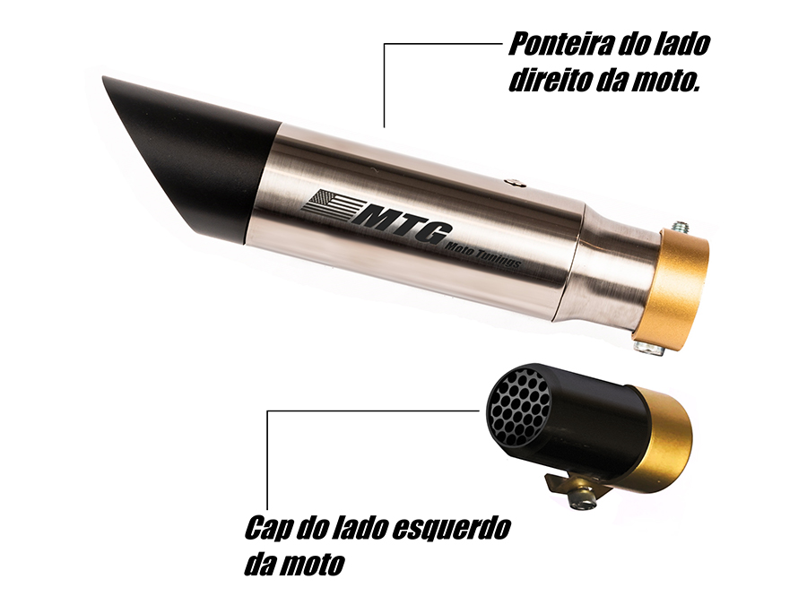 Ponteira de escapamento mini 1 inox com CAP Suzuki Inazuma 250