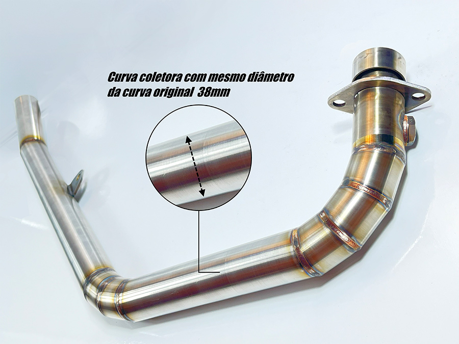 Curva coletor em inox Honda Twister 250 2016 a 2022