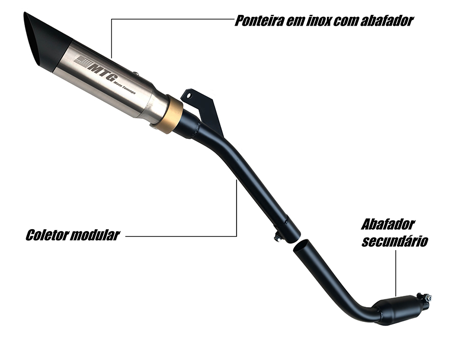 Escapamento com ponteira inox com abafador Honda XRE 190