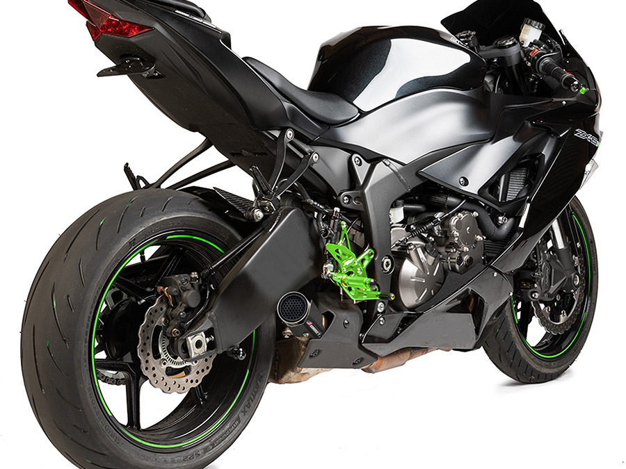 Ponteira de escapamento inox semi-direta com escudo Kawasaki Ninja ZX-6R
